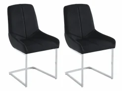 Vente-unique Lote de 2 sillas cantilever de terciopelo y metal cromado - - BERLONA Negro Discount
