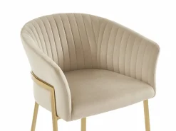 Vente-unique Lote de 6 sillas con reposabrazos de terciopelo y metal dorado - - ZAOVA Beige Sale