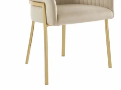 Vente-unique Lote de 6 sillas con reposabrazos de terciopelo y metal dorado - - ZAOVA Beige Sale