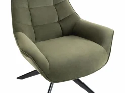 Vente-unique Sillón|Lote de 6 sillas con reposabrazos de tela y metal negro - - ZOLEVY