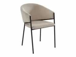 Vente-unique Lote de 2 sillas con reposabrazos de terciopelo acanalado y metal negro - - ORDIDA Crema Clearance