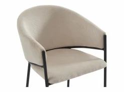 Vente-unique Lote de 2 sillas con reposabrazos de terciopelo acanalado y metal negro - - ORDIDA Crema Clearance