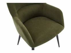 Vente-unique Lote de 6 sillas con reposabrazos de tela y metal negro - - HEKA Verde Outlet