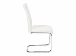 Lote de 2 sillas de comedor de diseño, asiento de cuero sintético acolchado, pata cromada OPUS^Kayelles Sale
