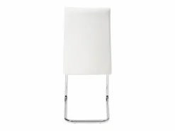 Lote de 2 sillas de comedor de diseño, asiento de cuero sintético acolchado, pata cromada OPUS^Kayelles Sale