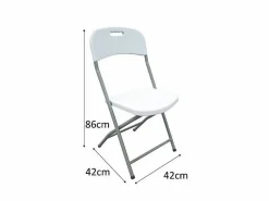Lote de 2 sillas plegables blancas sin reposabrazos de acero con pintura en polvo 42x42x87 cm, estructura robusta Ø19 mm Blanco Outlet
