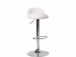 Kayelles Muebles De Bar|Taburete Alto|Lote de 2 taburetes de bar para cocina, asiento de cuero sintético, respaldo bajo, giratorio, altura ajustable, base de cromo SATI (blanco)