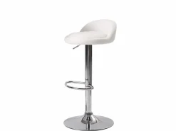 Kayelles Muebles De Bar|Taburete Alto|Lote de 2 taburetes de bar para cocina, asiento de cuero sintético, respaldo bajo, giratorio, altura ajustable, base de cromo SATI (blanco)
