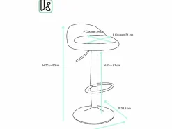 Kayelles Muebles De Bar|Taburete Alto|Lote de 2 taburetes de bar para cocina, asiento de cuero sintético, respaldo bajo, giratorio, altura ajustable, base de cromo SATI (blanco)