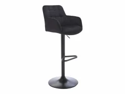 Vente-unique Lote de 2 taburetes de bar de terciopelo y metal - Altura ajustable - - PEGA Negro Sale