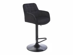 Vente-unique Lote de 2 taburetes de bar de terciopelo y metal - Altura ajustable - - PEGA Negro Sale