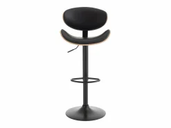 Vente-unique Lote de 2 taburetes de bar de piel sintética - Natural claro y Negro - MONTENEGRO Negro / Color natural claro Online