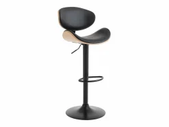 Vente-unique Lote de 2 taburetes de bar de piel sintética - Natural claro y Negro - MONTENEGRO Negro / Color natural claro Online