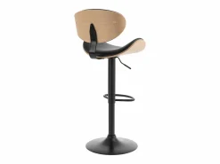 Vente-unique Lote de 2 taburetes de bar de piel sintética - Natural claro y Negro - MONTENEGRO Negro / Color natural claro Online
