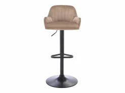 Vente-unique Muebles De Bar|Taburete Alto|Lote de 2 taburetes de bar de terciopelo y metal negro - Altura ajustable - - ELEANA
