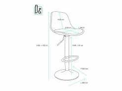 Lote de 2 taburetes de bar de diseño, asiento con respaldo bajo, cojín de cuero sintético, giratorio, altura ajustable, base de cromo SIG (blanco)^Kayelles Best