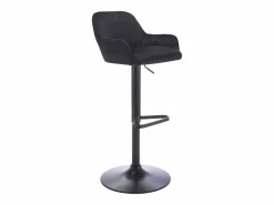 Vente-unique Muebles De Bar|Taburete Alto|Lote de 2 taburetes de bar de terciopelo y metal - Altura ajustable - - ELEANA