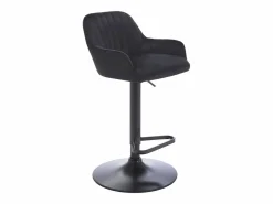Vente-unique Muebles De Bar|Taburete Alto|Lote de 2 taburetes de bar de terciopelo y metal - Altura ajustable - - ELEANA