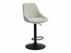Vente-unique Lote de 2 taburetes de bar de pana y metal - Altura ajustable - - MASURIE Crema Sale