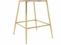 Vente-unique Muebles De Bar|Taburete Alto|Lote de 2 taburetes de bar de terciopelo y metal dorado - - POLPONA de Pascal MORABITO