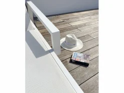 Paris Garden Lote de 2 tumbonas de aluminio y lona plastificada Blanco Hot