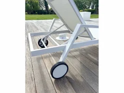 Paris Garden Lote de 2 tumbonas de aluminio y lona plastificada Blanco Hot