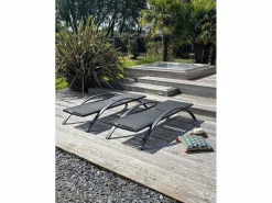 Lote de 2 tumbonas de lona plastificada y aluminio^Dcb Garden Hot