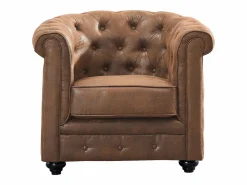 Vente-unique Lote e 2 sillones CHESTERFIELD microfibra envejecida Marru00f3n New