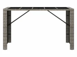 Garden Furniture Mesa Alta|Lou Mesa alta bar con superficie vidrio ratán PE 185x80x110 cm