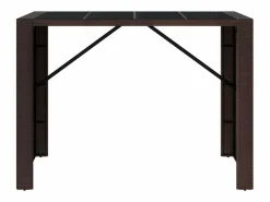 Garden Furniture Lou Mesa alta bar superficie vidrio ratán PE marrón 145x80x110 cm Marru00f3n Hot