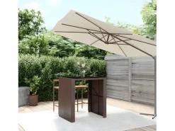 Garden Furniture Mesa Alta|Lou Mesa bar con superficie cristal ratán PE marrón 105x80x110 cm