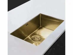 Essebagno Luisa fregadero 1 cubeta grande 76x45 en acero inoxidable oro cepillado Dorado