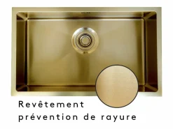 Essebagno Luisa fregadero 1 cubeta grande 76x45 en acero inoxidable oro cepillado Dorado