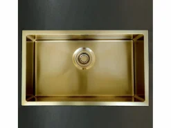 Essebagno Luisa fregadero 1 cubeta grande 76x45 en acero inoxidable oro cepillado Dorado