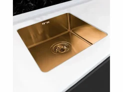 Essebagno Luisa fregadero 1 cubeta 55x45 en acero inoxidable cobre cepillado Cobrizo Clearance