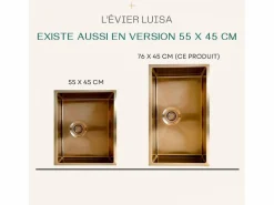 Essebagno Luisa fregadero 1 cubeta 55x45 en acero inoxidable cobre cepillado Cobrizo Clearance