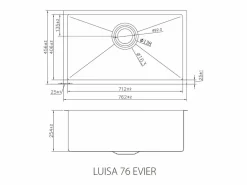 Essebagno Fregadero|Luisa Fregadero 1 seno grande 76x45 en acero inoxidable