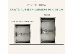 Essebagno Fregadero|Luisa Fregadero 1 seno grande 76x45 en acero inoxidable