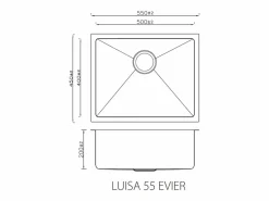 Essebagno Fregadero|Luisa Fregadero 1 seno 55x45 en acero inoxidable