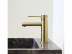 Essebagno Luisa mezclador de lavabo bajo oro cepillado Dorado Clearance