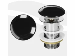 LuxeBath Cañería|Desagüe universal para lavabo y lavamanos con rebosadero válvula de drenaje Pop Up acero inoxidable brillante 1 1/4 Pulgadas