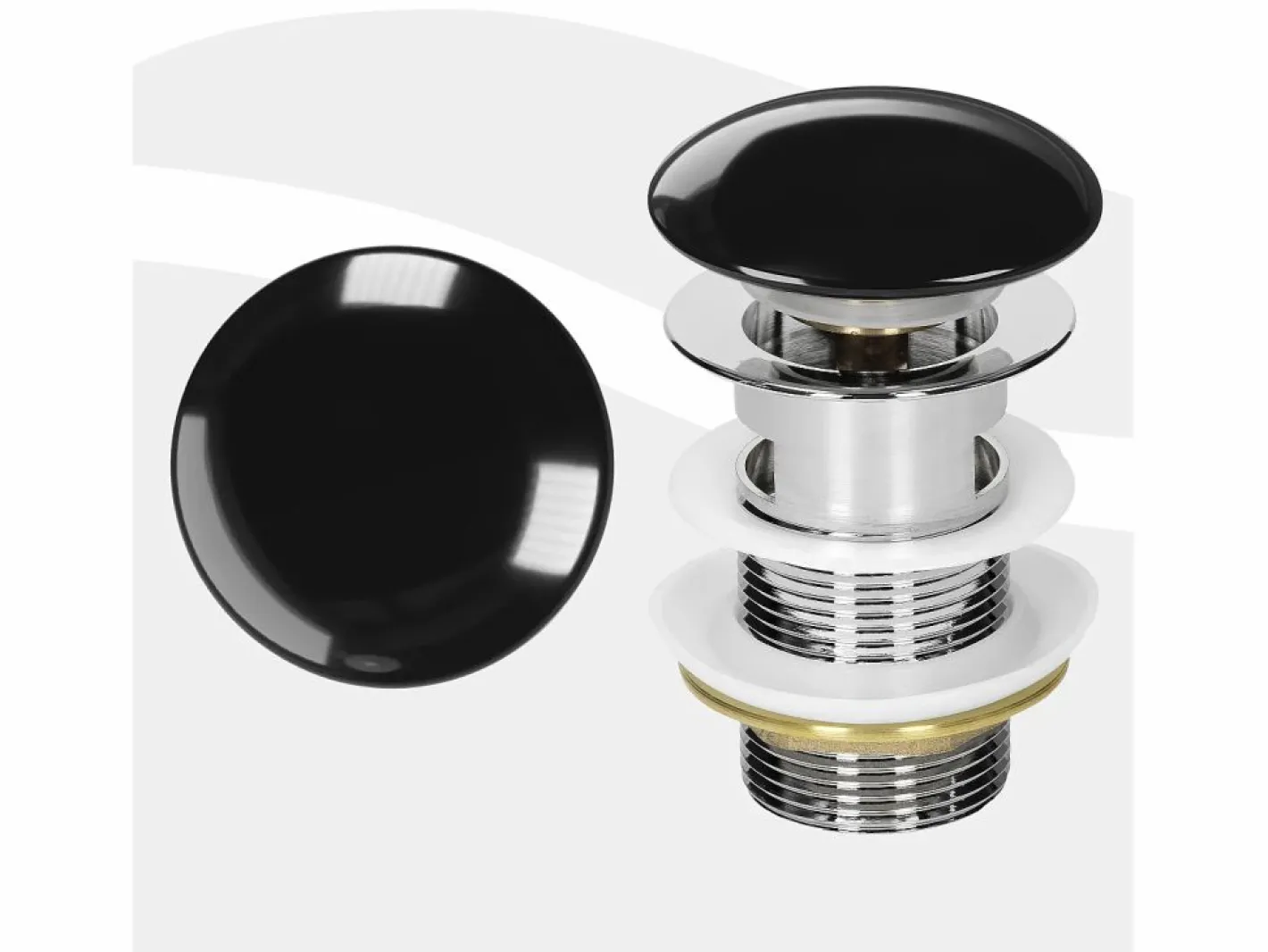 LuxeBath Cañería|Desagüe universal para lavabo y lavamanos con rebosadero válvula de drenaje Pop Up acero inoxidable brillante 1 1/4 Pulgadas