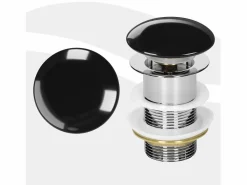 LuxeBath Desagüe universal para lavabo y lavamanos sin rebosadero válvula de drenaje Pop Up acero inoxidable brillante 1 1/4 Pulgadas Negro Online