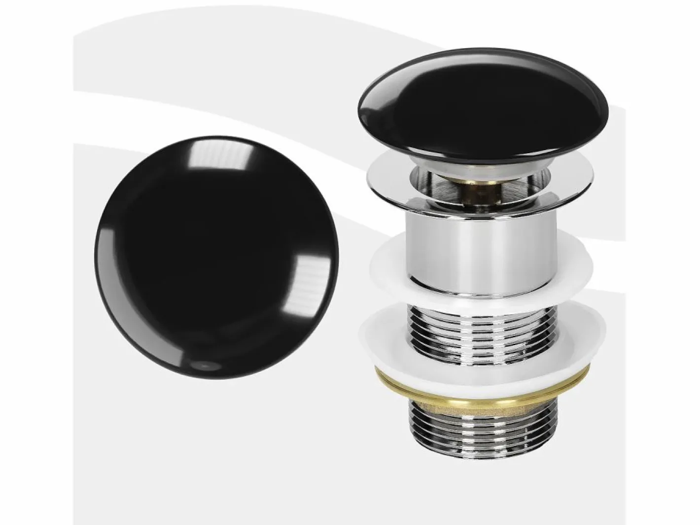 LuxeBath Desagüe universal para lavabo y lavamanos sin rebosadero válvula de drenaje Pop Up acero inoxidable brillante 1 1/4 Pulgadas Negro Online