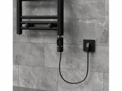 Toallero Eléctrico|Luxebath Elemento calefactor eléctrico 600W acero inoxidable negro para radiador con termostato y pantalla digital, regulador con modo temporizador