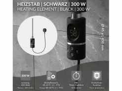 Luxebath Elemento calefactor eléctrico 300W acero inoxidable negro para radiador con termostato y pantalla digital, regulador con modo temporizador Plateado Sale
