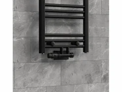 Juego griferia multiblock forma angular cabezal termostático para radiador baño conexión central, bloques grifos y válvula calefactor^LuxeBath Best