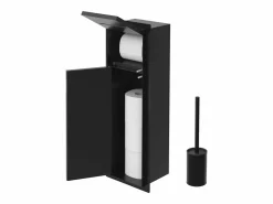 LuxeBath Estantería Sobre Inodoro|Módulo de armario empotrado para baño de acero inoxidable mate 60x20cm con tapa y escobilla WC nicho pared alicatable oculto encastrado
