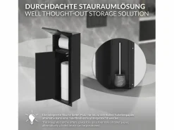 LuxeBath Estantería Sobre Inodoro|Módulo de armario empotrado para baño de acero inoxidable mate 60x20cm con tapa y escobilla WC nicho pared alicatable oculto encastrado