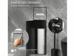 LuxeBath Estantería Sobre Inodoro|Módulo de armario empotrado para baño de acero inoxidable mate 60x20cm con tapa y escobilla WC nicho pared alicatable oculto encastrado
